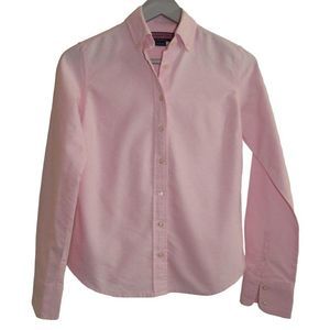Women's Vineyard Vines Pink Whale Logo Oxford Button Up Long Sleeve Shirt Sz 0